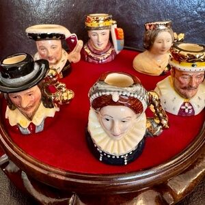 Royal Doulton Tiny Character Jugs, Kings & Queens Realm-6 pieces